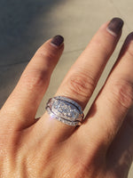18k white gold (9) diamond estate curved band - Granat Bros