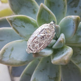18k white gold c.1920's 17 diamond estate ring - 3 main stone - apx 1ct