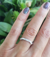 18k white gold (9) diamond estate curved band - Granat Bros