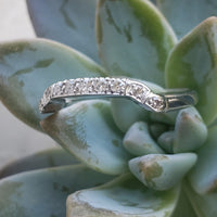 18k white gold (9) diamond estate curved band - Granat Bros