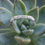 18k white gold (9) diamond estate curved band - Granat Bros