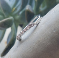 18k white gold (9) diamond estate curved band - Granat Bros