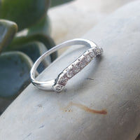 18k white gold (9) diamond estate curved band - Granat Bros