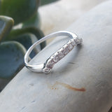 18k white gold (9) diamond estate curved band - Granat Bros