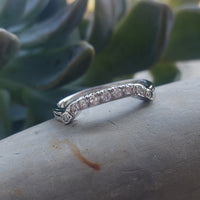 18k white gold (9) diamond estate curved band - Granat Bros