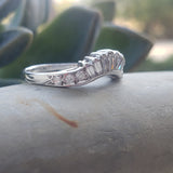 14k white gold 13 round & baguette diamond estate curved band