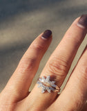 14k white gold 6 diamond mid century estate curved band