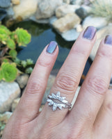 14k white gold 6 diamond mid century estate curved band
