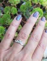 14k white gold 6 diamond mid century estate curved band