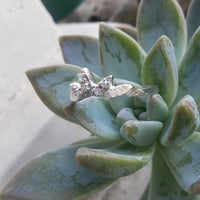 14k white gold 6 diamond mid century estate curved band