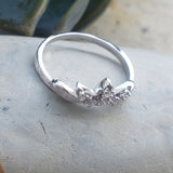 14k white gold 6 diamond mid century estate curved band
