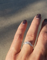 14k white gold 13 round & baguette diamond estate curved band