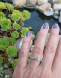 14k white gold 13 round & baguette diamond estate curved band
