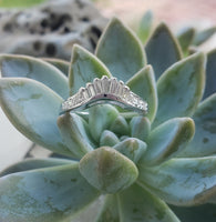 14k white gold 13 round & baguette diamond estate curved band