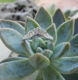 14k white gold 13 round & baguette diamond estate curved band