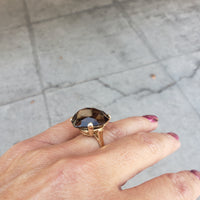 14k gold smokey quartz cocktail estate ring HEART
