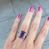 14k white gold emerald cut amethyst estate ring