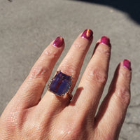 14k white gold emerald cut amethyst estate ring