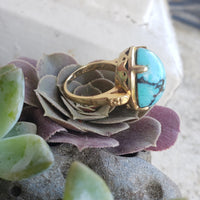 14k gold turquoise estate ring
