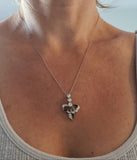 platinum Edwardian black onyx & diamond BOW necklace pendant