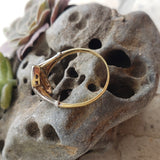 18k gold two diamond Edwardian flower floral glove shield navette ring