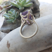 14k white gold emerald cut amethyst estate ring