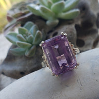 14k white gold emerald cut amethyst estate ring
