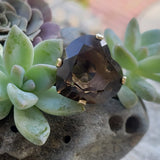 14k gold smokey quartz cocktail estate ring HEART