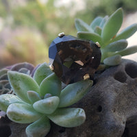 14k gold smokey quartz cocktail estate ring HEART