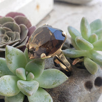 14k gold smokey quartz cocktail estate ring HEART