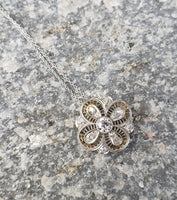 Platinum & 18k gold Deco c.1920s filigree diamond necklace pendant