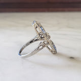 18k gold  Diamond & Sapphire estate Art Deco c.1920's filigree glove shield Ring
