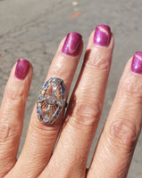 18k gold  Diamond & Sapphire estate Art Deco c.1920's filigree glove shield Ring