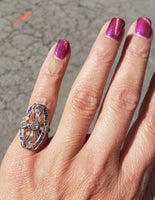 18k gold  Diamond & Sapphire estate Art Deco c.1920's filigree glove shield Ring