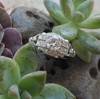 Platinum Art Deco c.1920's  apx .70ct European cut diamond ring