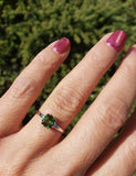 14k white gold green Tourmaline solitaire ring  - custom