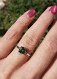 14k white gold green Tourmaline solitaire ring  - custom