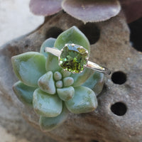 14k white gold green Tourmaline solitaire ring  - custom