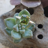 14k white gold green Tourmaline solitaire ring  - custom