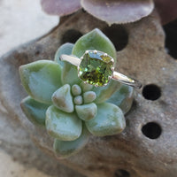 14k white gold green Tourmaline solitaire ring  - custom