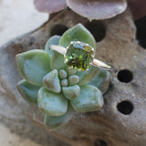 14k white gold green Tourmaline solitaire ring  - custom