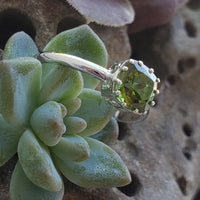 14k white gold green Tourmaline solitaire ring  - custom