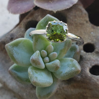 14k white gold green Tourmaline solitaire ring  - custom