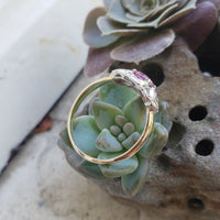 platinum & 14k gold two tone pink sapphire & diamond estate Deco Ring