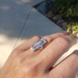 Platinum Deco Filigree c.1920's 11 diamond glove shield ring