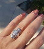 Platinum Deco Filigree c.1920's 11 diamond glove shield ring