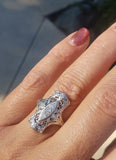 Platinum Deco Filigree c.1920's 11 diamond glove shield ring