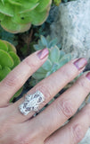 Platinum Deco Filigree c.1920's 11 diamond glove shield ring