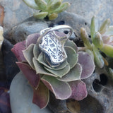 Platinum Deco Filigree c.1920's 11 diamond glove shield ring