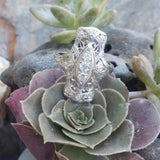 Platinum Deco Filigree c.1920's 11 diamond glove shield ring